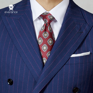 Abito da uomo <span class=keywords><strong>blu</strong></span> navy a righe, <span class=keywords><strong>doppiopetto</strong></span>, 2 pezzi, slim fit, formale, per affari, matrimoni e feste. - Product Image 2