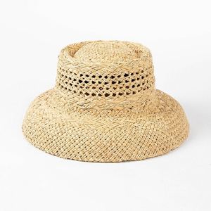 New Portable Handmade Silk Screen Printed Hollow Out Wide Brimmed Straw Ring Top Hat for Promotional Use - Product Image 6