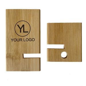Support de téléphone portable en bambou naturel avec logo personnalisé, support de bureau en bois pour smartphone, cadeau promotionnel pour le bureau - Product Image 3