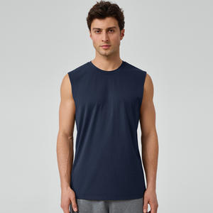 Débardeur de sport personnalisé pour <span class=keywords><strong>homme</strong></span>, sans manches, séchage rapide, respirant, avec ouvertures latérales, en coton et polyester - Product Image 2