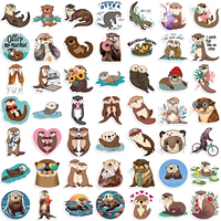 50 autocollants en vinyle imperméables en PVC, motif animaux de dessin animé (ouettes), pour décoration DIY d'ordinateurs portables, guitares, bagages, tasses, pour adolescents et adultes