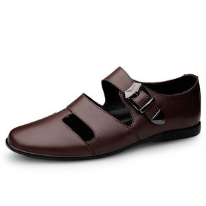 Sandales pour hommes, chaussures habillées uniformes, chaussures Oxford Derby, chaussures de ville, <span class=keywords><strong>boucle</strong></span> à fermoir, chaussures en cuir ajourées, respirantes, à enfiler, bout fermé - Product Image 2