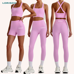LORISOW 2026 Ropa Deportiva al por Mayor para Mujer, Conjunto de 3 Piezas de Leggings y Sujetador Deportivo para Gimnasio, Yoga y Fitness - Product Image 1
