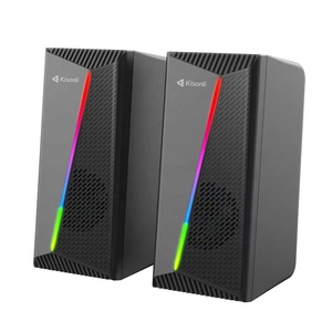 Kisonli Haut-parleur de bureau <span class=keywords><strong>PC</strong></span> Gaming RGB Haut-parleur Double Super Bass Filaire <span class=keywords><strong>Gamer</strong></span> Éclairage Bureau Portable USB RGB Haut-parleur - Product Image 1