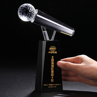 Offre Spéciale Nouveauté 2026 Trophée Microphone en Verre Cristal pour Prix de Chant et de Musique