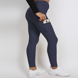 <span class=keywords><strong>Pantalon</strong></span> d'équitation en polyester gris prêt à être expédié, avec poche, en silicone, respirant, élastique, coupe legging, pour une assise complète - Product Image 3