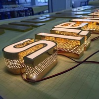 Lettres en acier inoxydable perforées, éclairées sur le côté, personnalisées, imperméables, pour l'extérieur, décoration publicitaire, enseignes de logo d'entreprise
