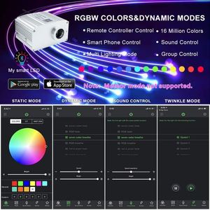 10W RGBW scintillant LED fibre optique lumière Starlight tête d'affiche Kit ciel étoilé voiture 4 mètres pour toit de voiture - Product Image 2