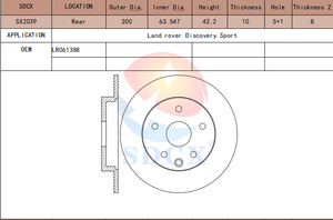 SDCX <span class=keywords><strong>disco</strong></span> freno SX2039 LR061388 ForL e Rover scoperta Sport posteriore - Product Image 2