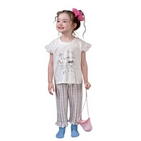 Ensemble de pyjamas d'été pour enfants en coton respirant, manches courtes et pantalon 7/8, vêtements d'intérieur pour enfants en gros pour le Moyen-Orient, faible MOQ