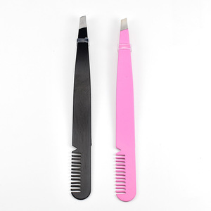 Pincettes à cils de couleur noire avec peigne à sourcils, outils de soins du visage, 1 pièce, <span class=keywords><strong>prix</strong></span> d'usine - Product Image 5