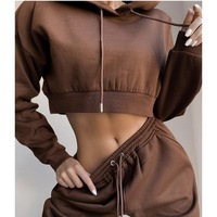 Vente Directe Usine 2024 – Ensemble Sport Femme Deux Pièces S-3XL Personnalisable avec LOGO : Crop Top, Survêtement, Pantalon de Jogging et Sweat à Capuche
