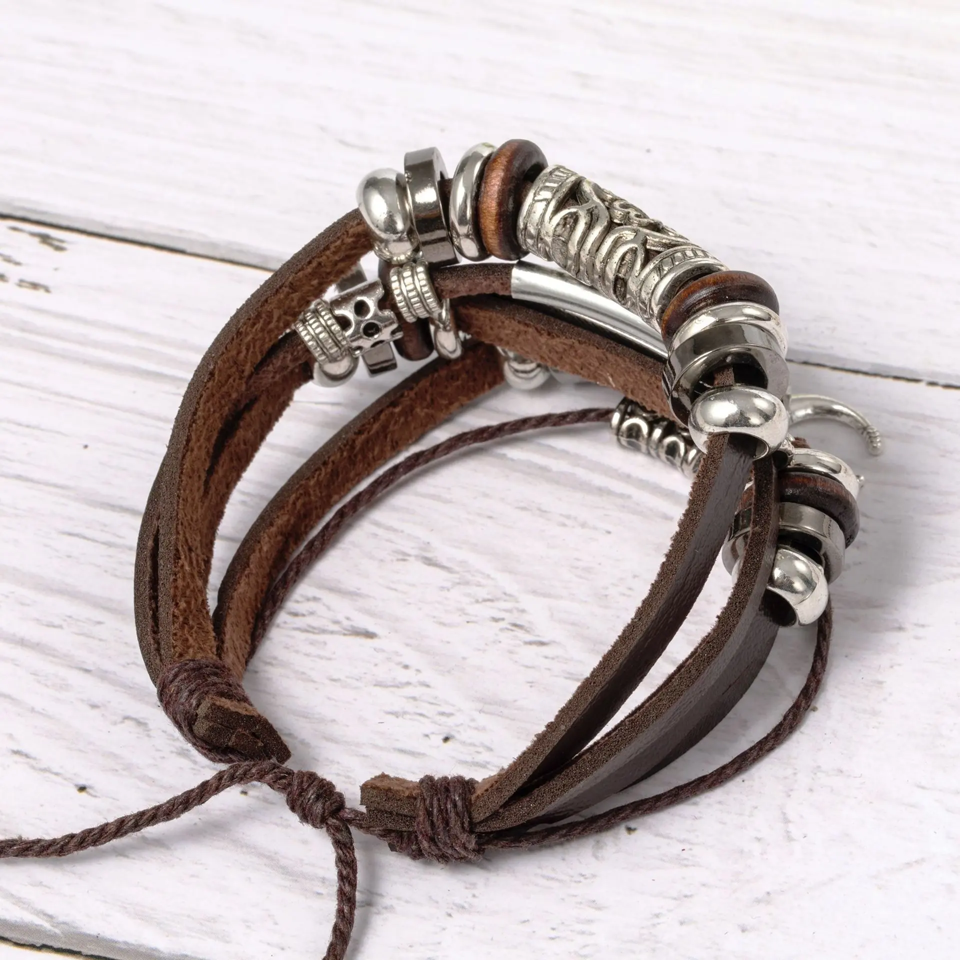 Men's fashion leather bracelet set horns  feather accessories personality bracelet