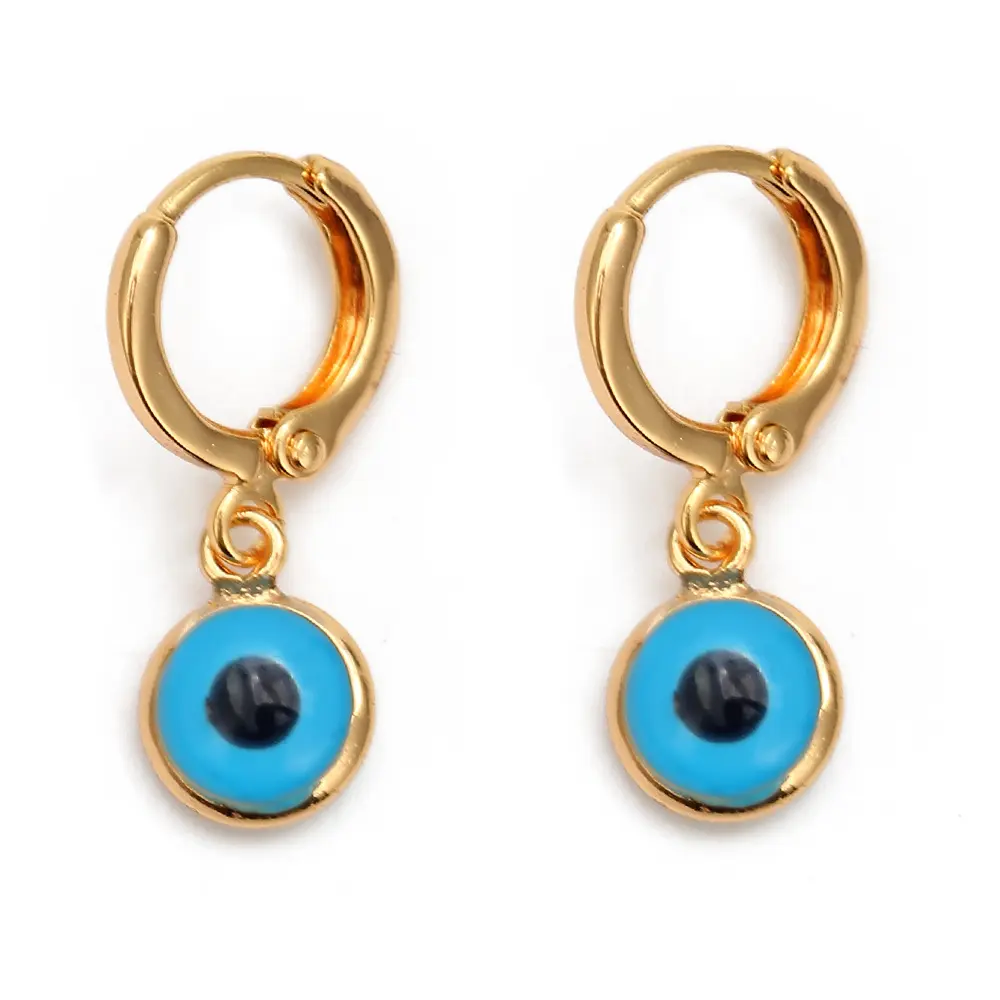Женские серьги-кольца с золотым покрытием и изображением злых глаз