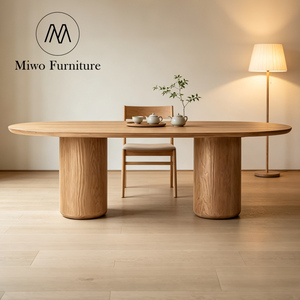 Mesa de Comedor Rectangular Moderna para Banquetes de Hotel, Mesa de Cocina con Cubierta de Madera Sólida, Juego de Mesa y Sillas de Comedor Antiguas - Product Image 1
