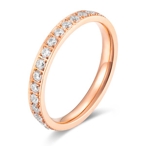 Cross-border best-selling affordable luxury minimalist diamond-encrusted <b>titanium</b> steel <b>ring</b> for women, fashionable and sophisti - Product Image 5