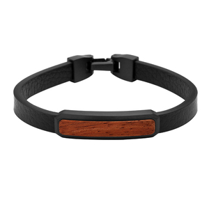 Pulsera de cinturón de cuero de acero inoxidable 316 y madera de <span class=keywords><strong>Bubinga</strong></span> de alta calidad para hombres - Product Image 4