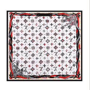 Luxe dames soie <span class=keywords><strong>cheveux</strong></span> écharpe personnalisé motif Logo printemps automne <span class=keywords><strong>foulard</strong></span> mode grande taille Polyester Satin écharpe pour les femmes - Product Image 4