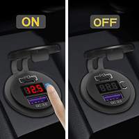 Soket Pengisi Daya Mobil USB C 12V 48W PD Tipe C QC 3.0 Pengisi Daya Mobil Soket Port Tipe C Voltmeter dengan Sakelar ON/Off Tahan Air