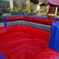 Toboggan aquatique gonflable commercial de 5,5 m (18 pieds) à double piste avec piscine profonde intégrée pour location événementielle, enfants et adultes