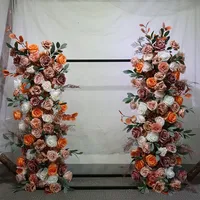 Kunstmatige koffiekleurige roos herfstbloemen tafeldecoratie voor bruiloft gangpad podium ceremonie feest decoratie