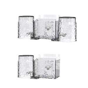 Ice Pattern Mouthwash Cup Set Transparent Double Cup Holder No Drill Wall Mounted Bathroom Storage Rack - Product Image 4