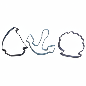 Lot de 3 emporte-pièces en métal sur le thème marin Formes de bateaux d'ancre personnalisables pour la cuisson et la décoration - Product Image 2