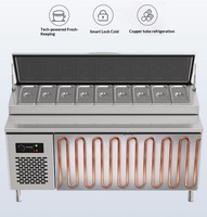 Nouvelle conception moderne de table de préparation de pizzas en acier inoxydable pour usage commercial, bar à salades réfrigéré, facile à nettoyer, économe en énergie pour
