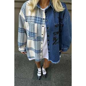 Camisas de mezclilla azul con parches para mujer al por mayor, a la moda - Product Image 3