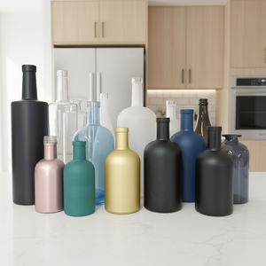 Botella de Ginebra de Vidrio Verde Mate de 100 ml, 375 ml, 500 ml, Botella de Licor de Vidrio Negro para Vodka, Botella de Vino de Vidrio de 750 ml, Botella de Aceite de Oliva de Vidrio - Product Image 6