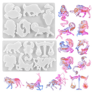 แม่พิมพ์ซิลิโคนสำหรับหล่อเรซิ่น 2 ชุด สำหรับ 12 ราศี ใช้สำหรับทำเค้ก ของตกแต่งบ้าน ต่างหู จี้ และเครื่องประดับ - Product Image 3