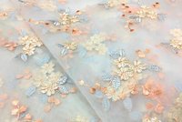 Tissu brodé à motif floral et dentelle, nouveau design, pour robe Hanfu et jupe de fille - Vente chaude