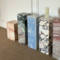 Table de réception moderne, table d'appoint personnalisée en marbre, onyx bleu, travertin, présentoir en pierre naturelle, socle en marbre, présentoir de magasin