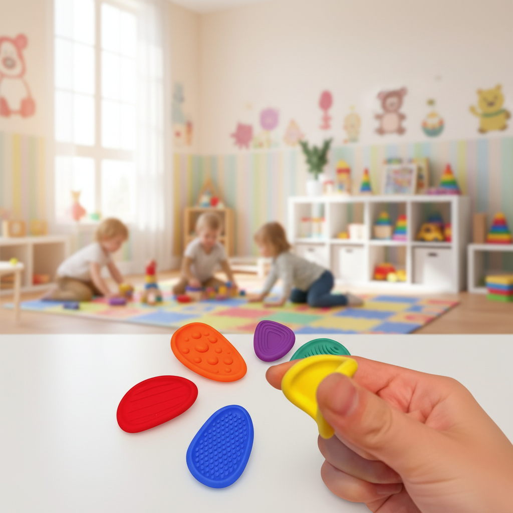 Youth Children's Water Play Sensory Fidget Silicone Worry Stone Textured Stress Relief Anxiety Toy