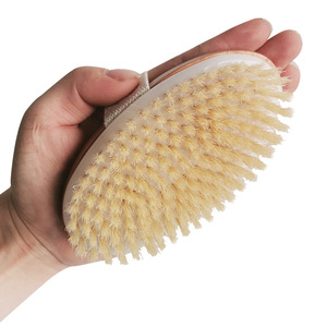 Peau sèche Brosse en <span class=keywords><strong>sisal</strong></span> naturel doux pour le corps Brosse en bois pour le bain et la douche Brosse pour le corps SPA sans poignée - Product Image 1