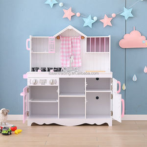 Cocina de Juguete de Madera Rosa Princesa con Cortina, Grifo, Fregadero, Hornillo y Horno para Juego de Imitación Infantil - Product Image 3