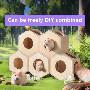 Escondite de Madera para Hámsteres Enanos, Casa para Animales Pequeños, para Cobayas, Geckos, Ratones y Ratas, Decoración de Hábitat para Reptiles y Anfibios - Product Image 3