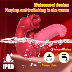 Vibratore a Forma di Tentacolo di Polpo con Lingua Vibrante, Dildo Realistico per Stimolazione Clitoridea e Punto G, Masturbatore per Donne - Product Image 4