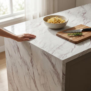 Dalle de pierre artificielle imprimée en 3D, motif rose violet artistique moderne, pour plan de travail en quartz de cuisine commerciale - Product Image 2