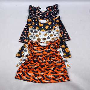 Vestido de niña 2022 con estampado de calabaza y lazo, estilo A-Line hasta la rodilla, para primavera, bodas, fiestas de cumpleaños, venta al por mayor para niños - Product Image 2