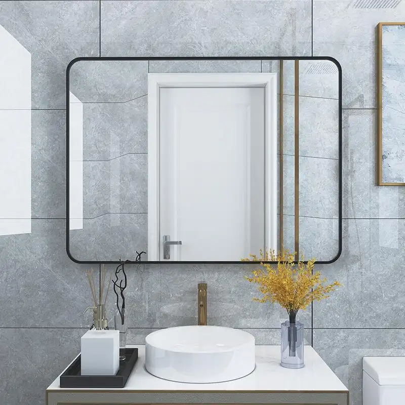 Настенное зеркало для макияжа, зеркало для ванной комнаты с рамкой, умное светодиодное освещение для ванной комнаты