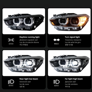 Phares LED de haute qualité 6000K pour F20 F21 116i 118i <span class=keywords><strong>120i</strong></span>, design de lentille de projecteur, feu de jour DRL, signal lumineux, 8000 lumens, automobile - Product Image 3