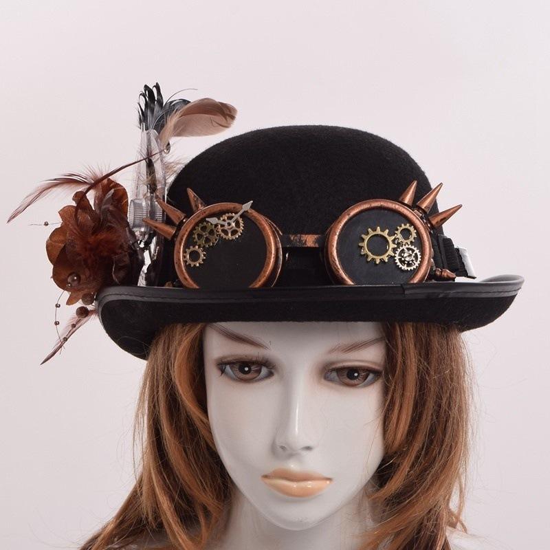 Cappello Steampunk Vittoriano Con Occhiali - Unisex, Per Halloween E Cosplay | Circonferenza 58-61 Cm - Foto 4
