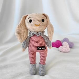 Poupée lapin au crochet personnalisée faite à la <span class=keywords><strong>main</strong></span> <span class=keywords><strong>en</strong></span> crochet doux animal Amigurumi jouet belle poupée lapin endormi tricotée pour cadeau de douche de bébé - Product Image 6