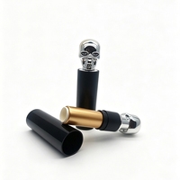 Tube de rouge à lèvres en ABS personnalisé en forme de crâne, style influenceur, avec couvercle électroplaqué, conteneur vide pour brillant à lèvres, personnalisable