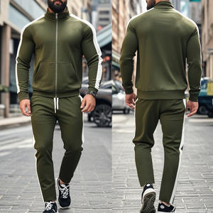 Toptan erkek sonbahar-kış renk-blok <span class=keywords><strong>2</strong></span> parça eşofman takımı uzun kollu standı yaka spor ceket ve kazak - Product Image 2