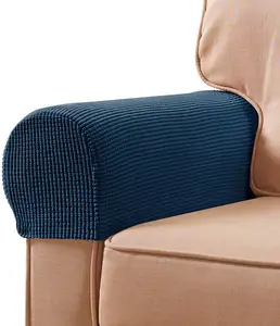 High Stretch Armrest Covers for Chairs and Sofas Spandex Jacquard Fabric Small Checks Armchair Covers for Arms Couch Arm Covers