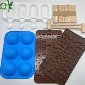 OKSILICONE Silicone Cake Mold Set With Wooden Hammer For Dessert Baking Reusable 6 Cavity Chocolate Mold Set