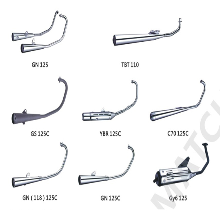 Full Range Motorcycle Exhaust Systems Muffler for TBT110 GN125 GS125C YBR125C GN125C GY6125 GY6125C CG125C GN125C GY650C