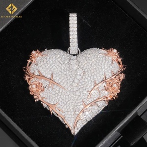 Colgante de Moissanita en Forma de Corazón, Chapado en Oro Rosa de 18K, con Microincrustaciones, Amuleto de Lujo, Regalo Unisex para Fiestas y Uso Diario - Product Image 1